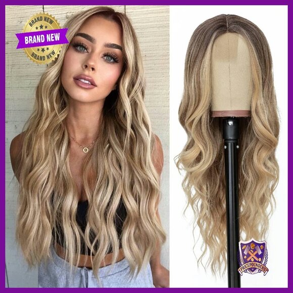 26 Inch Long Wavy Synthetic Wig Heat Resistant Natural Looking Middle Part main image 7